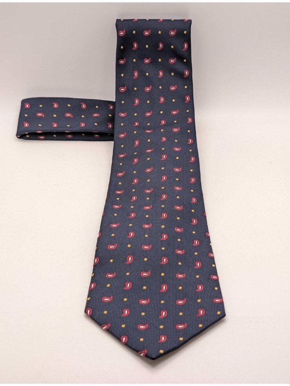 Lauren Ralph Lauren Men’s Silk Neck Tie Blue Paisley Geometric Vintage 90s Y2K